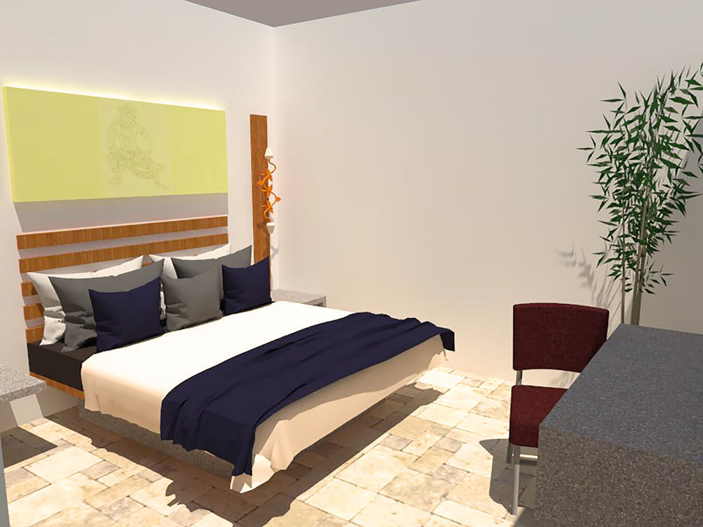 The Thirdfold Residence Siem Reap Eksteriør billede A bedroom designed in ArchiCAD